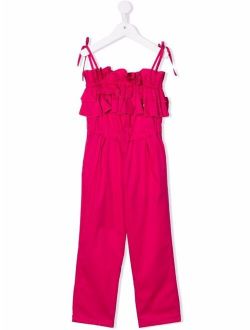 Kids ruffled straight-leg jumpsuit