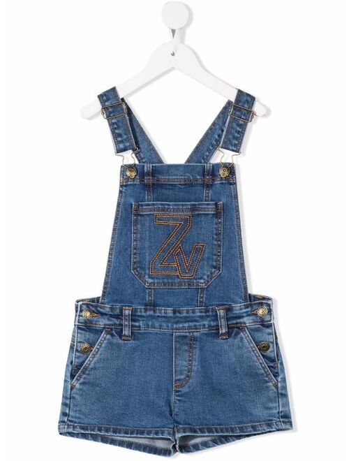 Zadig&Voltaire Zadig & Voltaire Kids logo-embroidered denim dungarees