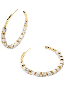 14k Gold-Plated Medium Gemstone Beaded C-Hoop Earrings, 1.8"