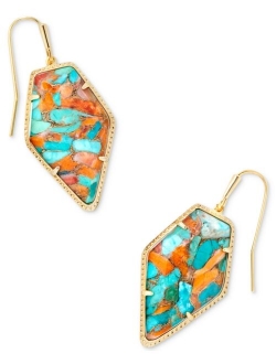 14k Gold-Plated Framed Gemstone Drop Earrings