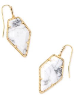 14k Gold-Plated Framed Gemstone Drop Earrings