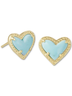 Stone Heart Stud Earrings