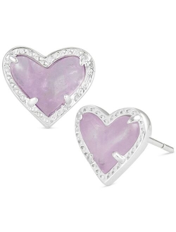 Stone Heart Stud Earrings