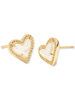 Stone Heart Stud Earrings