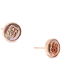 Medallion Stamped Gemstone Stud Earrings