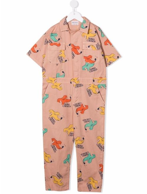 Bobo Choses short-sleeved dog-print jumpsuit