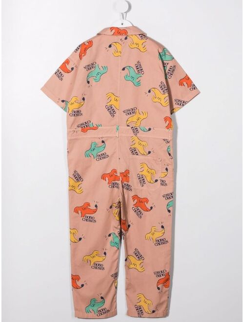 Bobo Choses short-sleeved dog-print jumpsuit