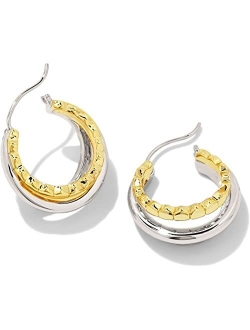 14k Gold-Plated Small Double-Row Hoop Earrings, 0.78"