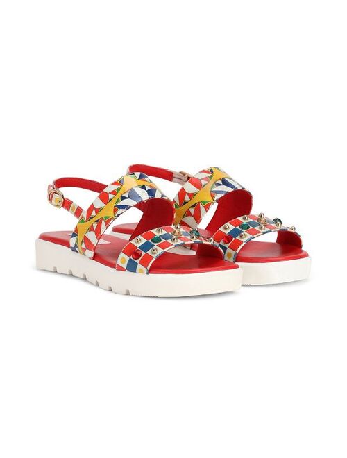 Dolce & Gabbana Kids Carretto print embellished sandals