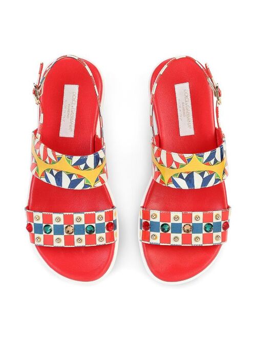 Dolce & Gabbana Kids Carretto print embellished sandals