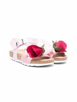 floral-detail leather sandals