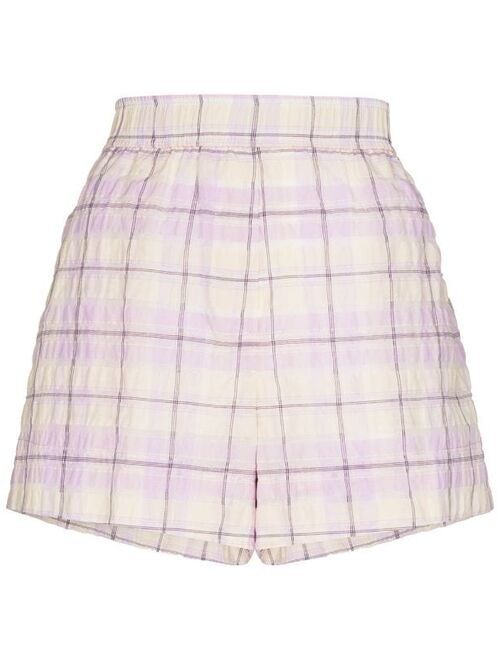 GANNI check-pattern elasticated-waist shorts