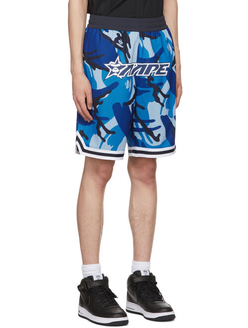 AAPE by A Bathing Ape Blue Polyester Reversible Shorts