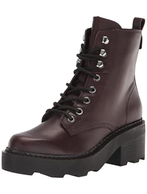 Calvin Klein Women's Abeni Heeled Lace Up Lug Sole Combat Boots