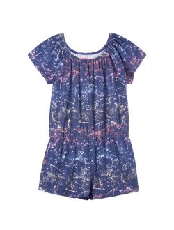 Little Girls All Over Printed Denim Romper