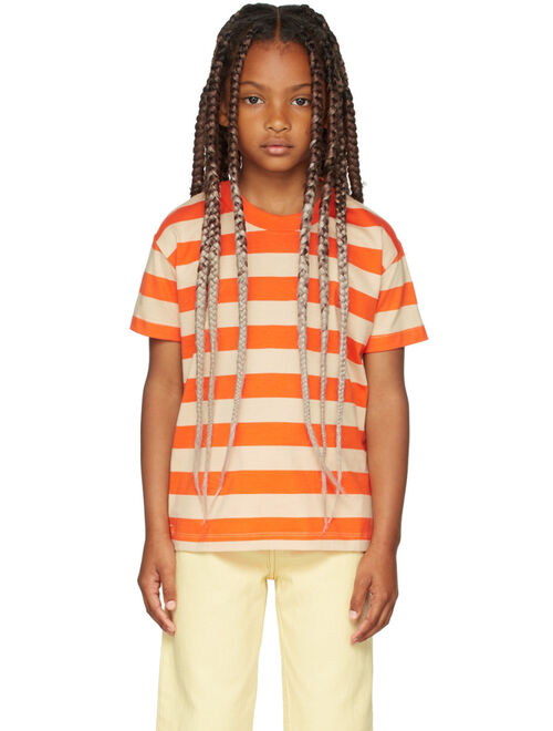 TINYCOTTONS Kids Beige & Orange Medium Stripes T-Shirt