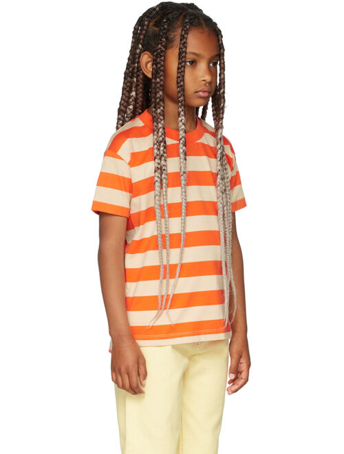 TINYCOTTONS Kids Beige & Orange Medium Stripes T-Shirt