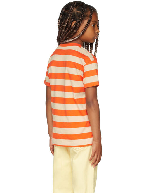 TINYCOTTONS Kids Beige & Orange Medium Stripes T-Shirt