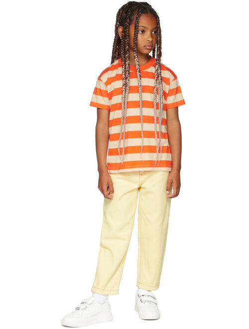 TINYCOTTONS Kids Beige & Orange Medium Stripes T-Shirt