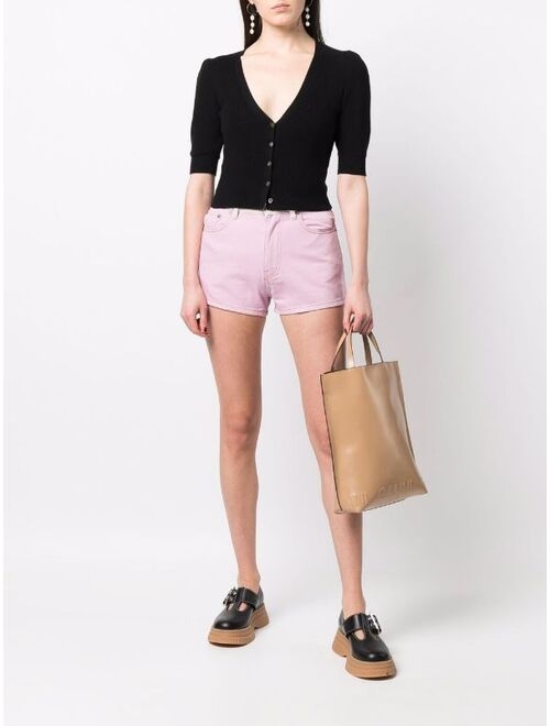 GANNI overdyed panelled denim shorts