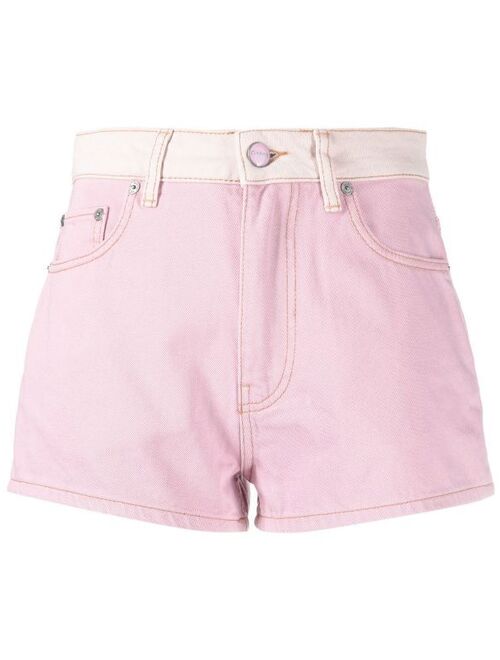 GANNI overdyed panelled denim shorts