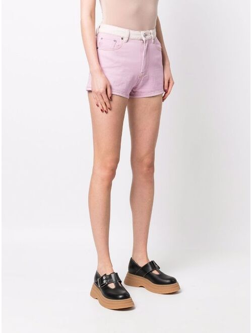 GANNI overdyed panelled denim shorts