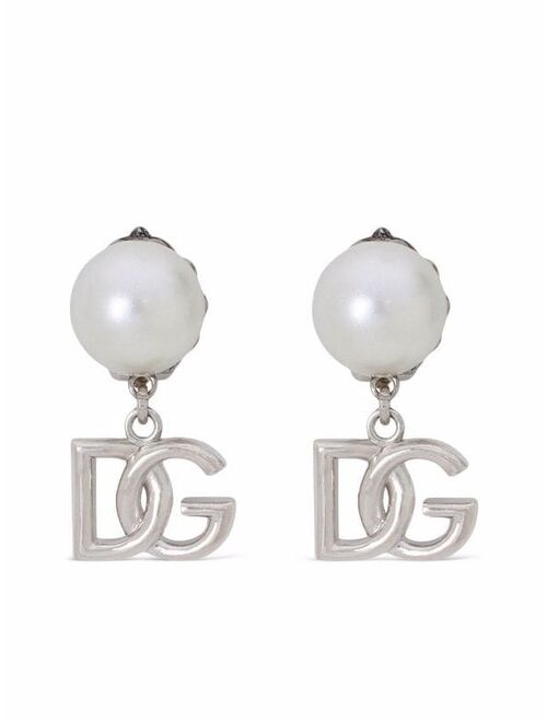 Dolce & Gabbana logo drop pearl earrings