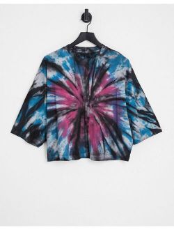 oversized cropped T-shirt in festival tie dye