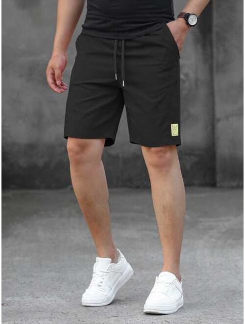 Shein Men Letter Patched Drawstring Waist Shorts