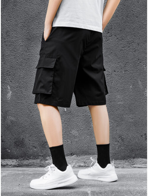 Shein Men Drawstring Waist Flap Pocket Cargo Shorts