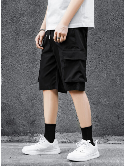 Shein Men Drawstring Waist Flap Pocket Cargo Shorts