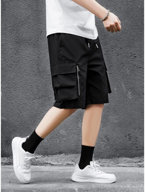 Shein Men Drawstring Waist Flap Pocket Cargo Shorts