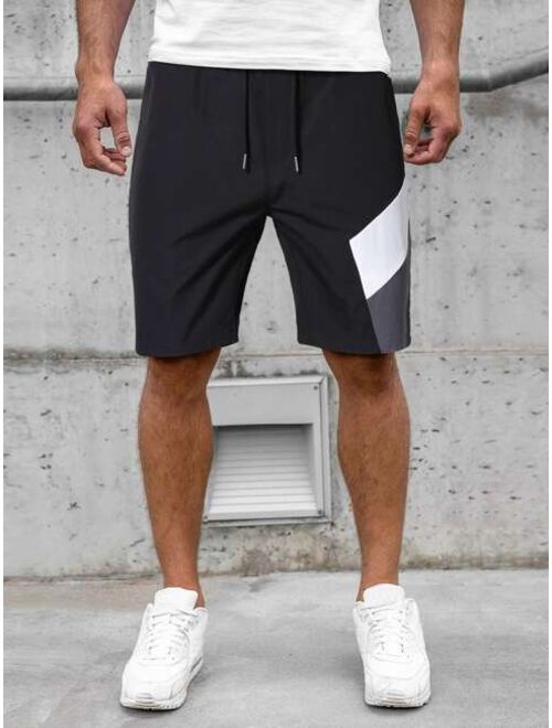 Shein Men Color Block Drawstring Waist Shorts