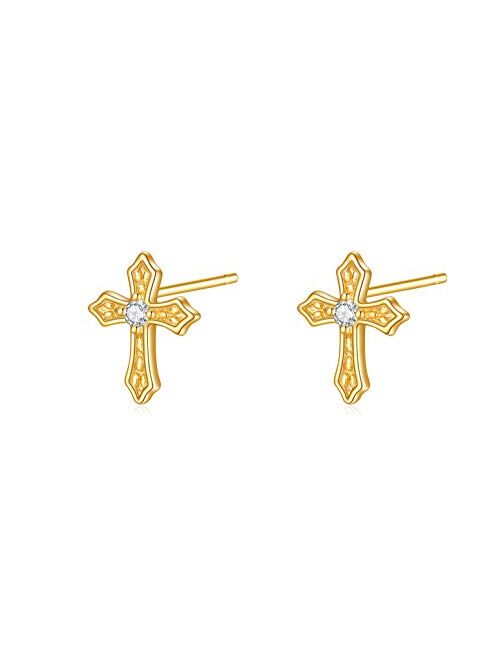 Rnivida 925 Sterling Silver Cross Earrings for Women Teen Girls