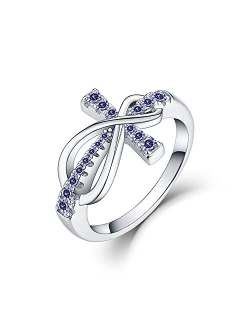 JO WISDOM 925 Sterling Silver Cubic Zirconia Cross Infinity Ring