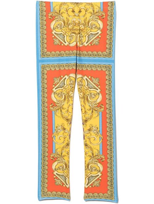 Versace Kids Barocco Goddess-print stretch leggings