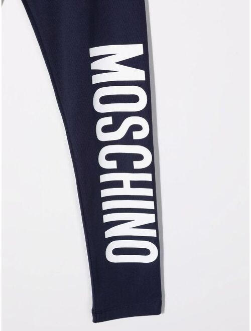 Moschino Kids logo-print cotton leggings