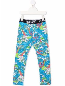 Kids Barocco-print cotton leggings