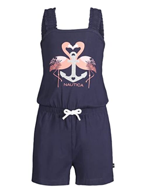 Nautica Girls' Cotton Striped Romper