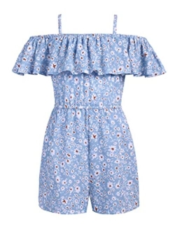 Girl Kids Jumpsuit Off Shoulder Ruffle Romper Playsuit Summer Outfits Clothes Set