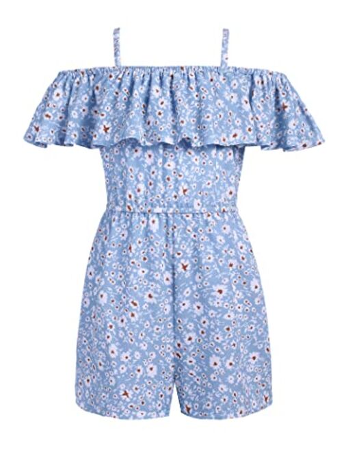 Arshiner Girl Kids Jumpsuit Off Shoulder Ruffle Romper Playsuit Summer Outfits Clothes Set