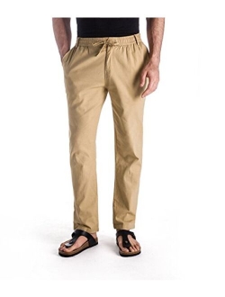 MUSE FATH Mens Linen Drawstring Casual Beach Pants-Lightweight Summer Trousers