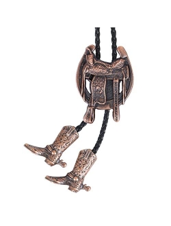 Wentur Bolo Ties for Men Western - 3D Cowboy Hat Bolo Tie Design with Vintage Cowboy Boots Bolo Tie Western Bolotie Cowboy Bola Tie