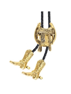 Wentur Bolo Ties for Men Western - 3D Cowboy Hat Bolo Tie Design with Vintage Cowboy Boots Bolo Tie Western Bolotie Cowboy Bola Tie