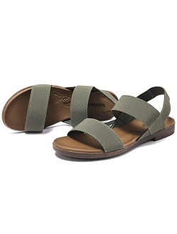 Veittes Women's Flat Sandals Comfortable Strap Summer Shoes.