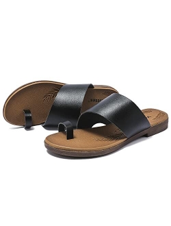 Veittes Women's Flat Sandals Comfortable Strap Summer Shoes.