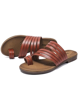 Veittes Women's Flat Sandals Comfortable Strap Summer Shoes.