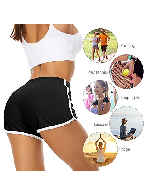 URATOT 2 Pack Cotton Sport Shorts Yoga Dance Short Pants Summer Athletic Shorts