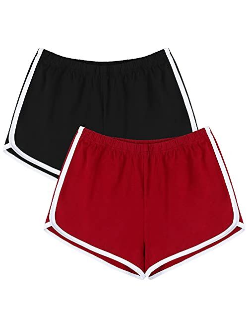 URATOT 2 Pack Cotton Sport Shorts Yoga Dance Short Pants Summer Athletic Shorts