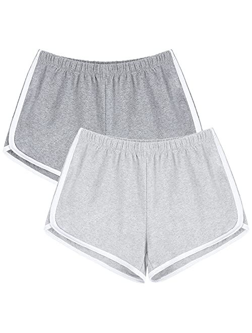 URATOT 2 Pack Cotton Sport Shorts Yoga Dance Short Pants Summer Athletic Shorts